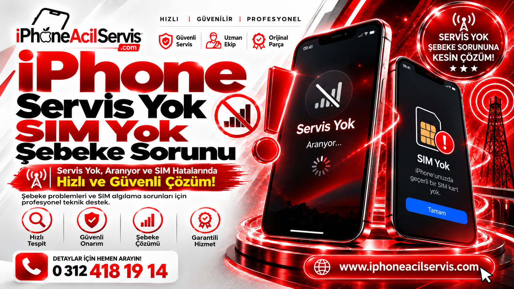iPhone "Servis Yok" veya "SIM Yok" Şebeke Sorunu ve Kesin Çözümü