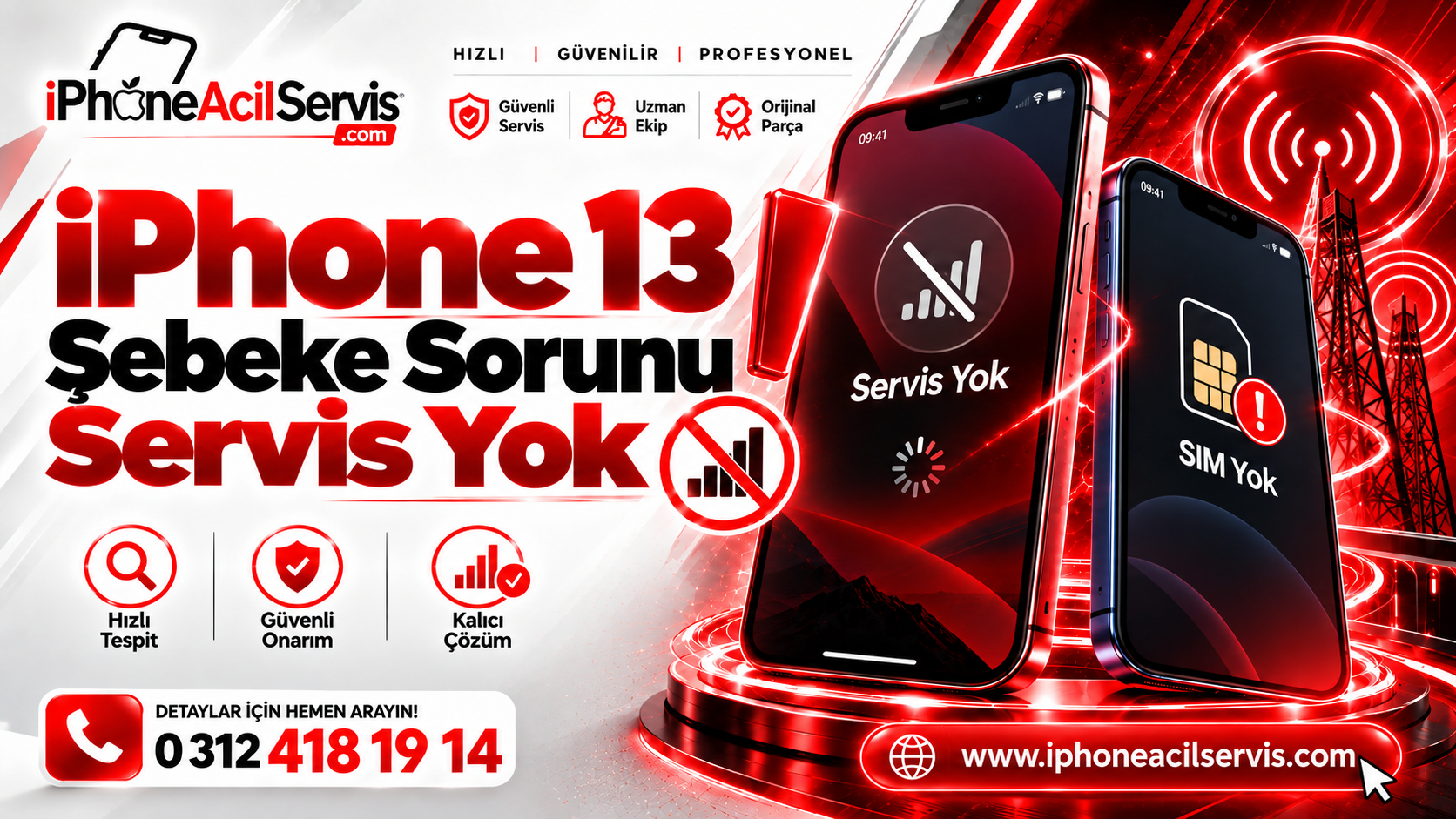 iPhone 13 "Servis Yok", "SIM Yok" ve "Aranıyor" Hatası Kesin Çözümü