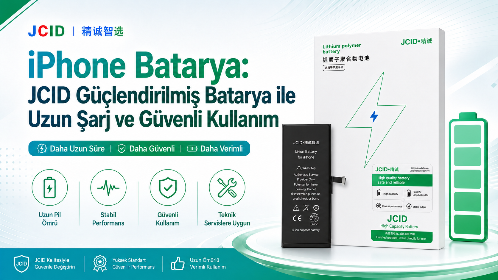 🔋 iPhone Batarya: JCID Güçlendirilmiş Batarya ile Uzun Şarj ve Güvenli Kullanım