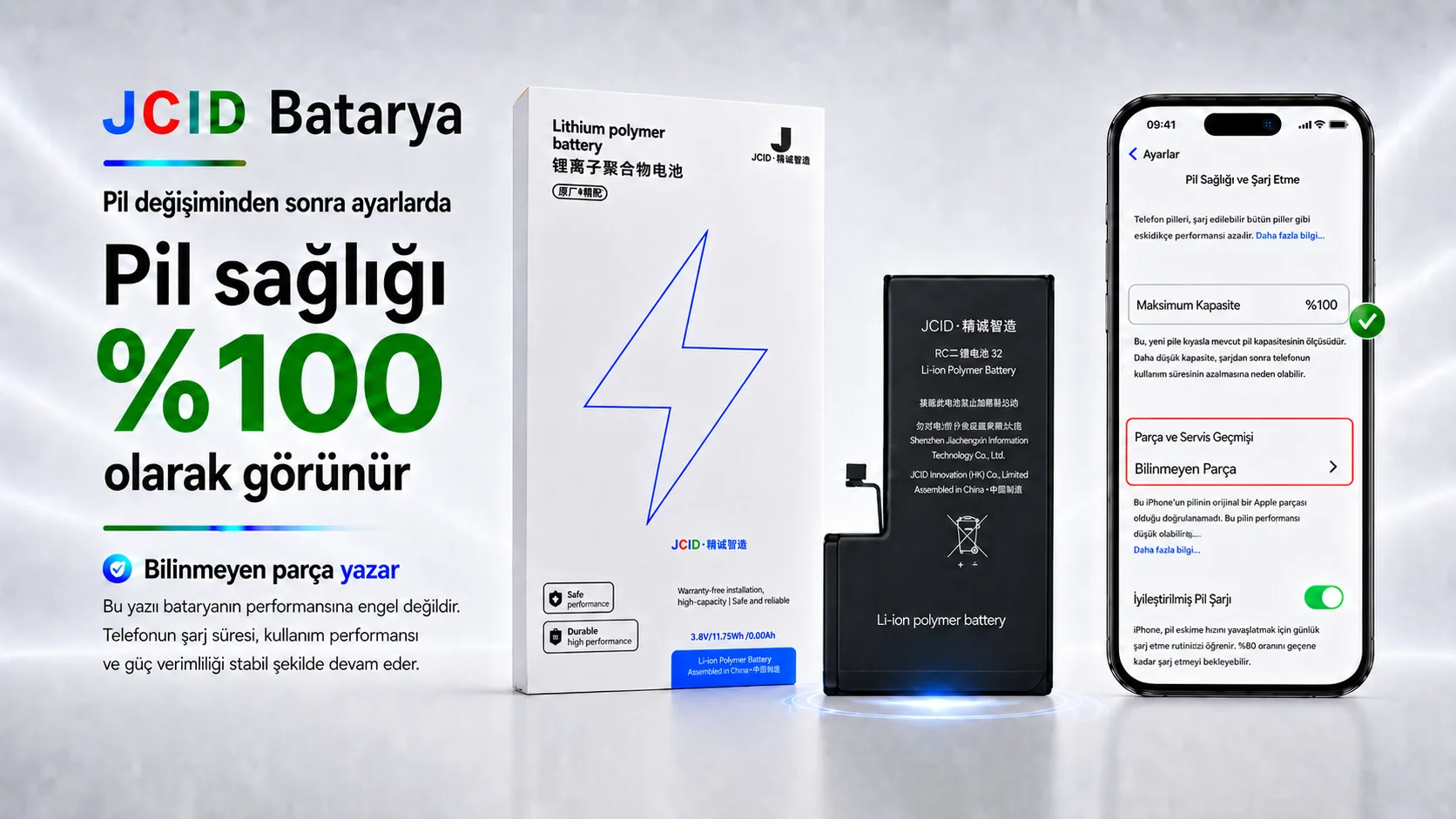 Ana sayfa kampanya slaytı — iPhone Batarya ve Apple Yedek Parça | JCID Türkiye