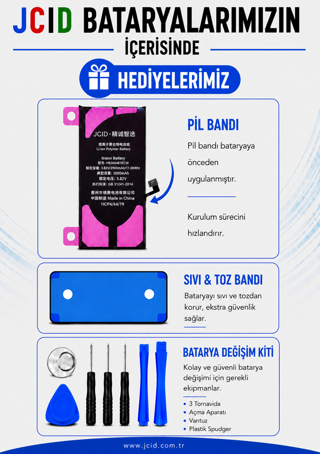 iPhone X JCID Yüksek Kapasiteli Batarya (3100 mAh) Manually — galeri küçük resim 3