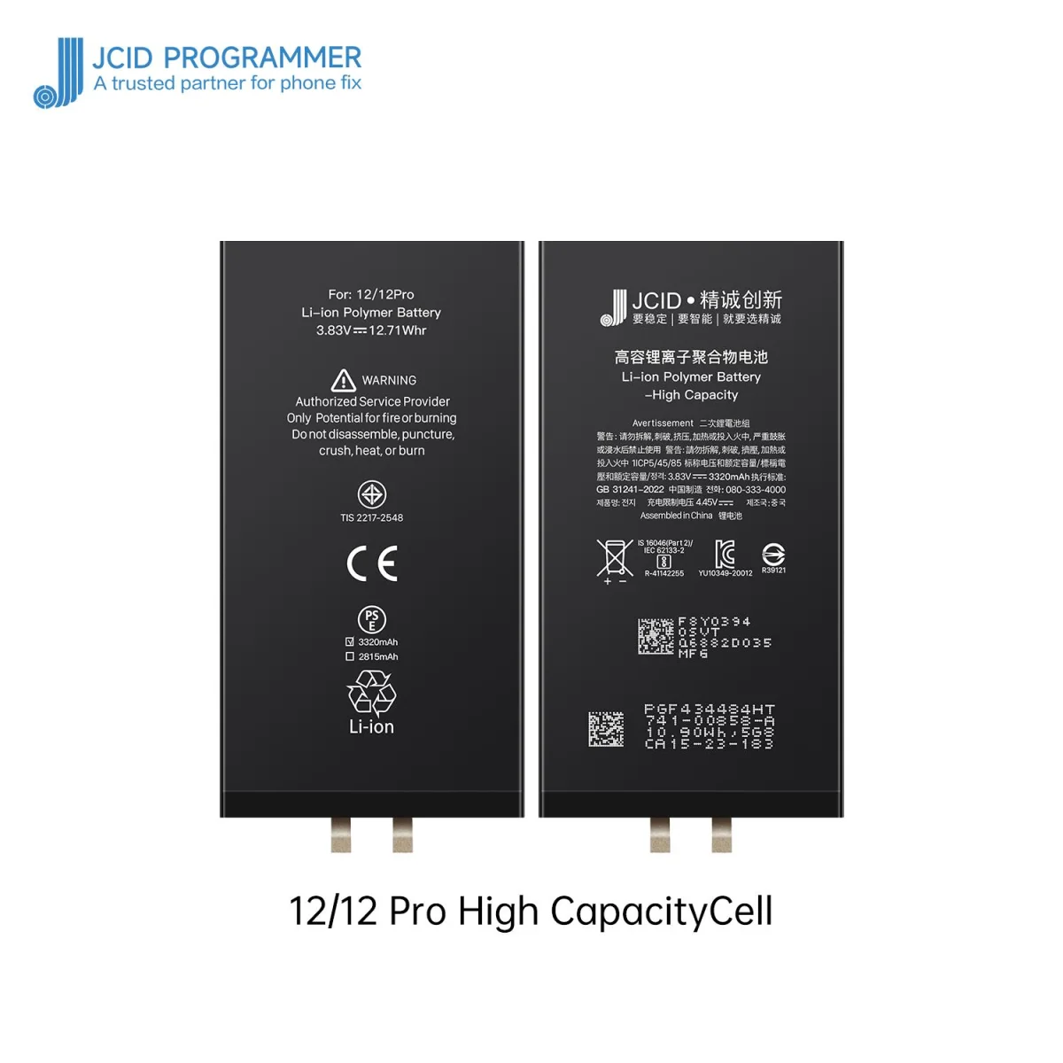 iPhone 12 / 12 Pro JCID Yüksek Kapasiteli Batarya (3230 mAh) Manually — galeri küçük resim 1