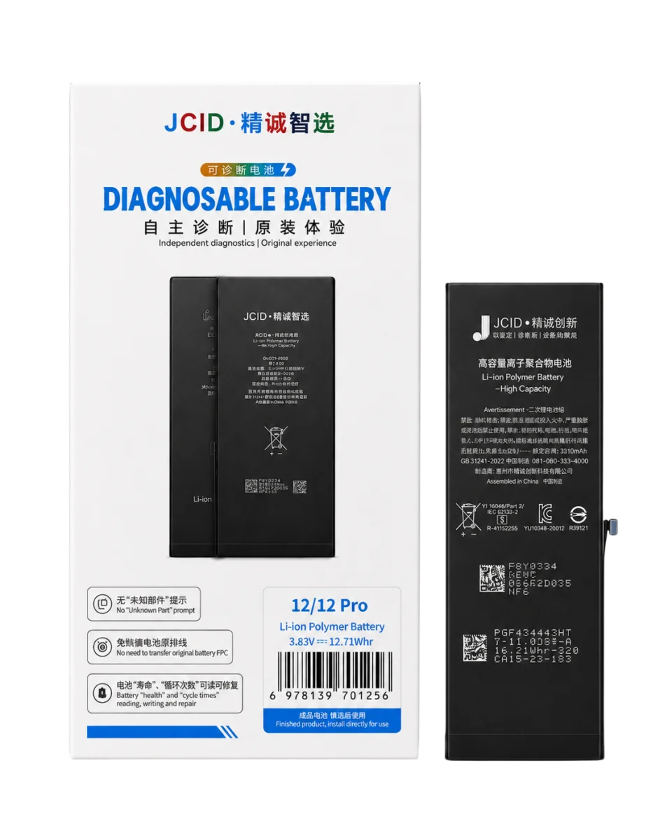 iPhone 12 / 12 Pro JCID Yüksek Kapasiteli Batarya (3230 mAh) Diagnosable — galeri küçük resim 1