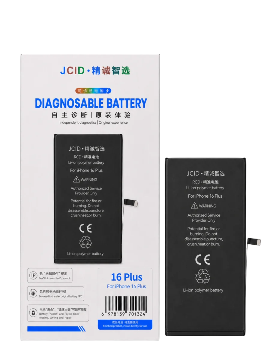 iPhone 16 Plus JCID Yüksek Kapasiteli Batarya (4674 mAh) Diagnosable