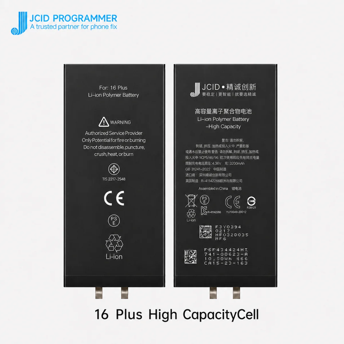 iPhone 16 Plus JCID Yüksek Kapasiteli Batarya (4674 mAh) Manually