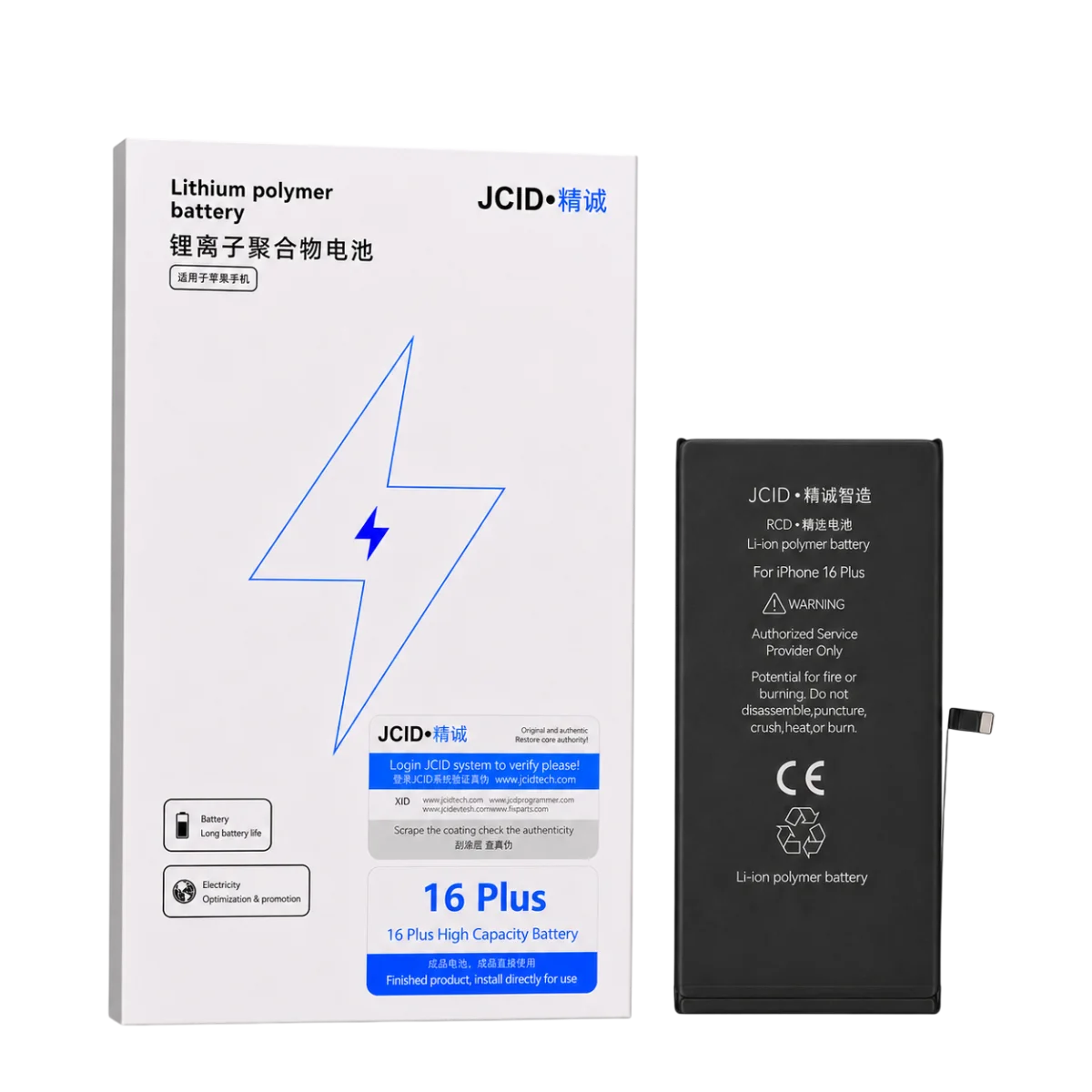 iPhone 16 Plus JCID Yüksek Kapasiteli Batarya (4674 mAh) USE