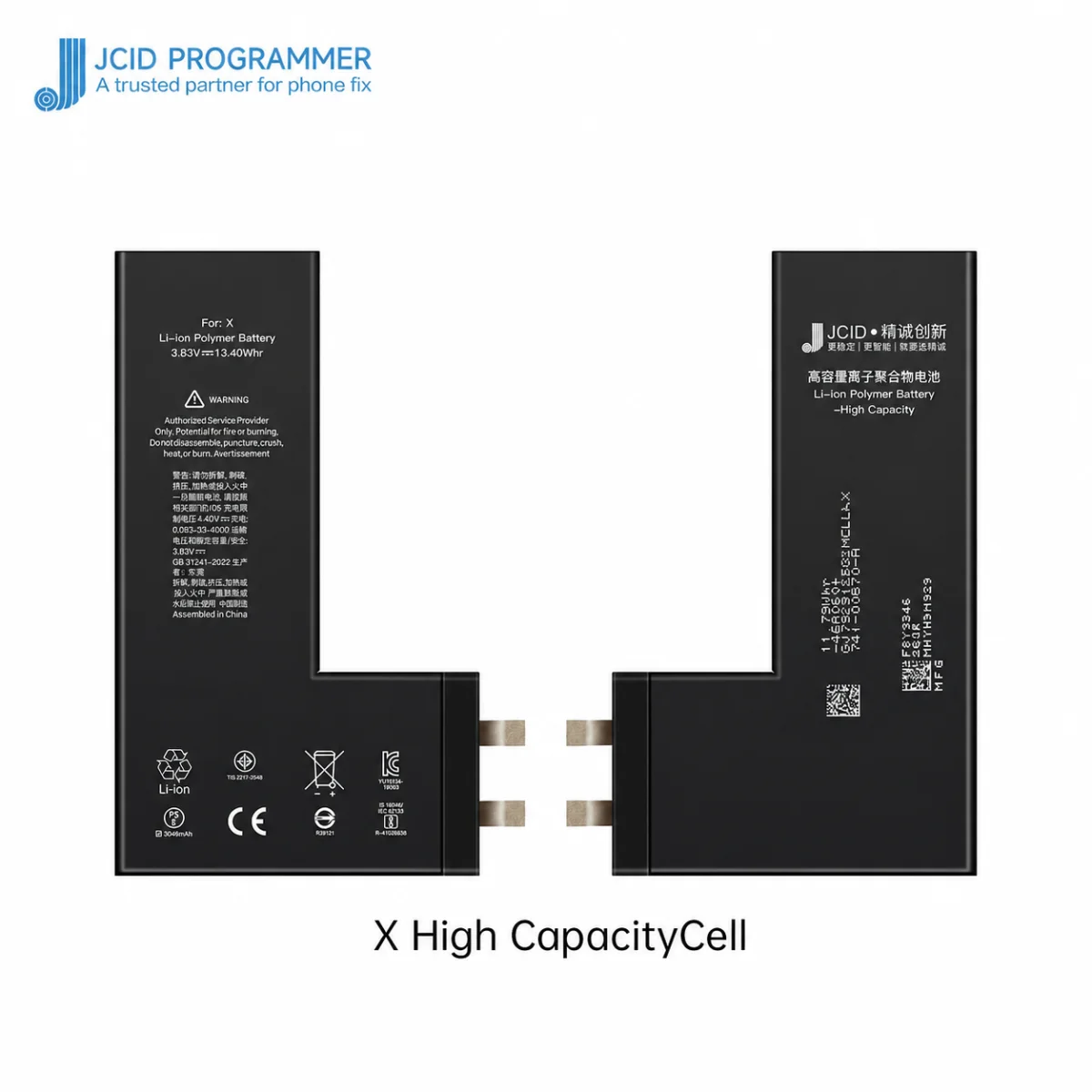 iPhone X JCID Yüksek Kapasiteli Batarya (3100 mAh) Manually — galeri küçük resim 1
